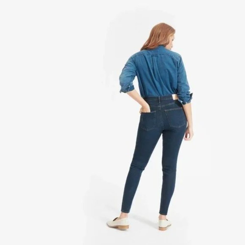 NEW Everlane The Authentic Stretch Mid Rise Skinny Jean Dark Blue Wash 27 - Picture 3 of 9